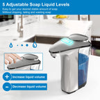 Buy now Automatic Soap Dispenser, Touchless Dish Soap Dispenser 17oz/500ml with Infrared Sensor, 5 Adjustable Soap Levels, Liquid Dispenser for Bathroom Kitchen (Silver) at indiglob india