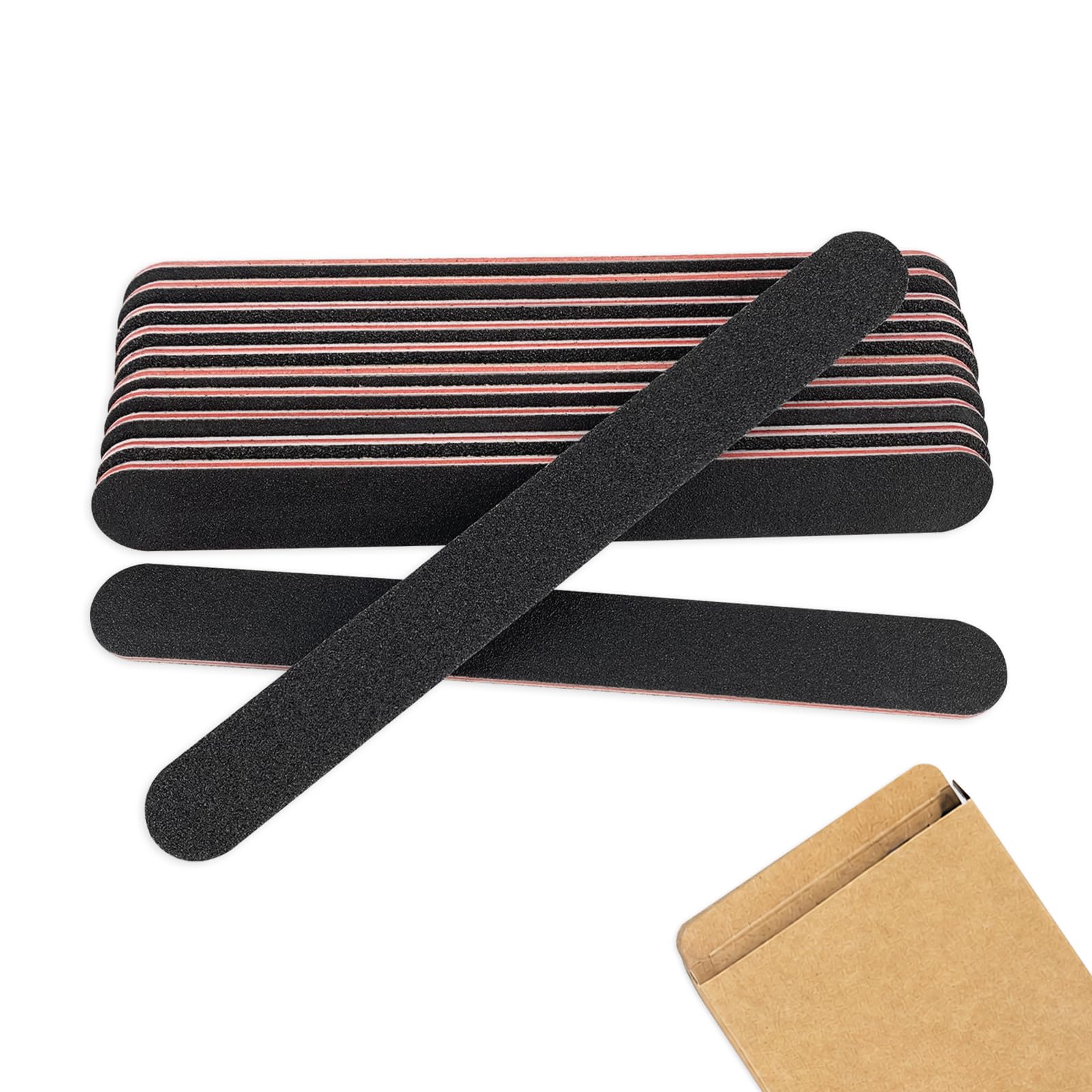 HeeYaa 10 Pack Nail Files, Professional Double Sided 100/180 Grit Emery Board for Manicure Pedicure, Black