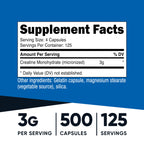 Nutricost Micronized Creatine Monohydrate (3,000mg) 500 Capsules | 125 Servings, 750mg Creatine Per Capsule