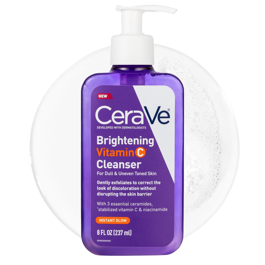 CeraVe Brightening Vitamin C Facial Cleanser, Niacinamide Face Wash, 8oz | Hydrating Skin Care Formula with Ceramides, Gently Exfoliates To Fade Discoloration and Reveal a Radiant Complexion