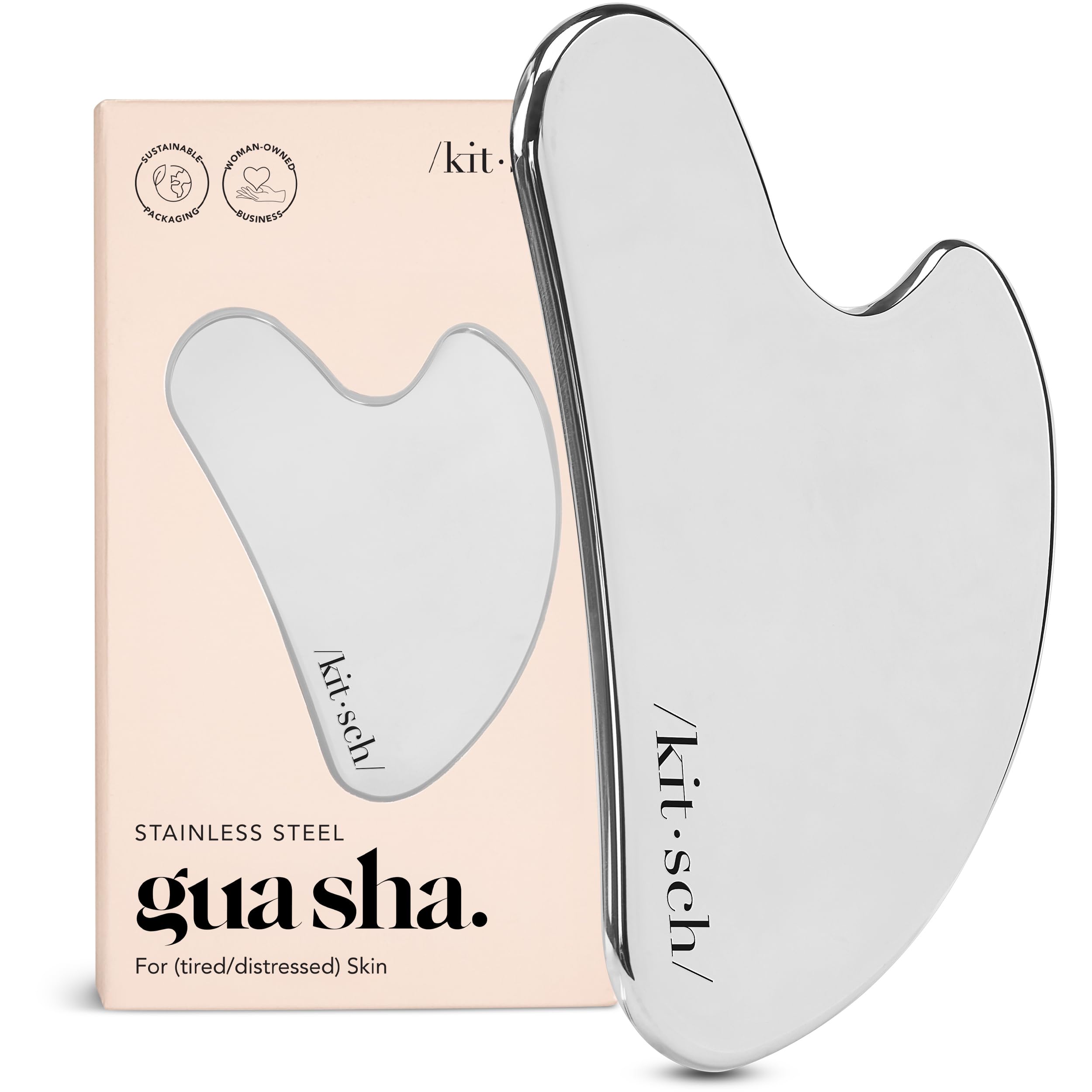 Buy now Kitsch Stainless Steel Gua Sha Facial Tools - Guasha Tool for Face, Face Sculpting Tool, Jawline Shaper, Double Chin Reducer, Body Gua Sha Tools, Lymphatic Drainage Massager, Facial Skin Care - Silver Default Title at indiglob india
