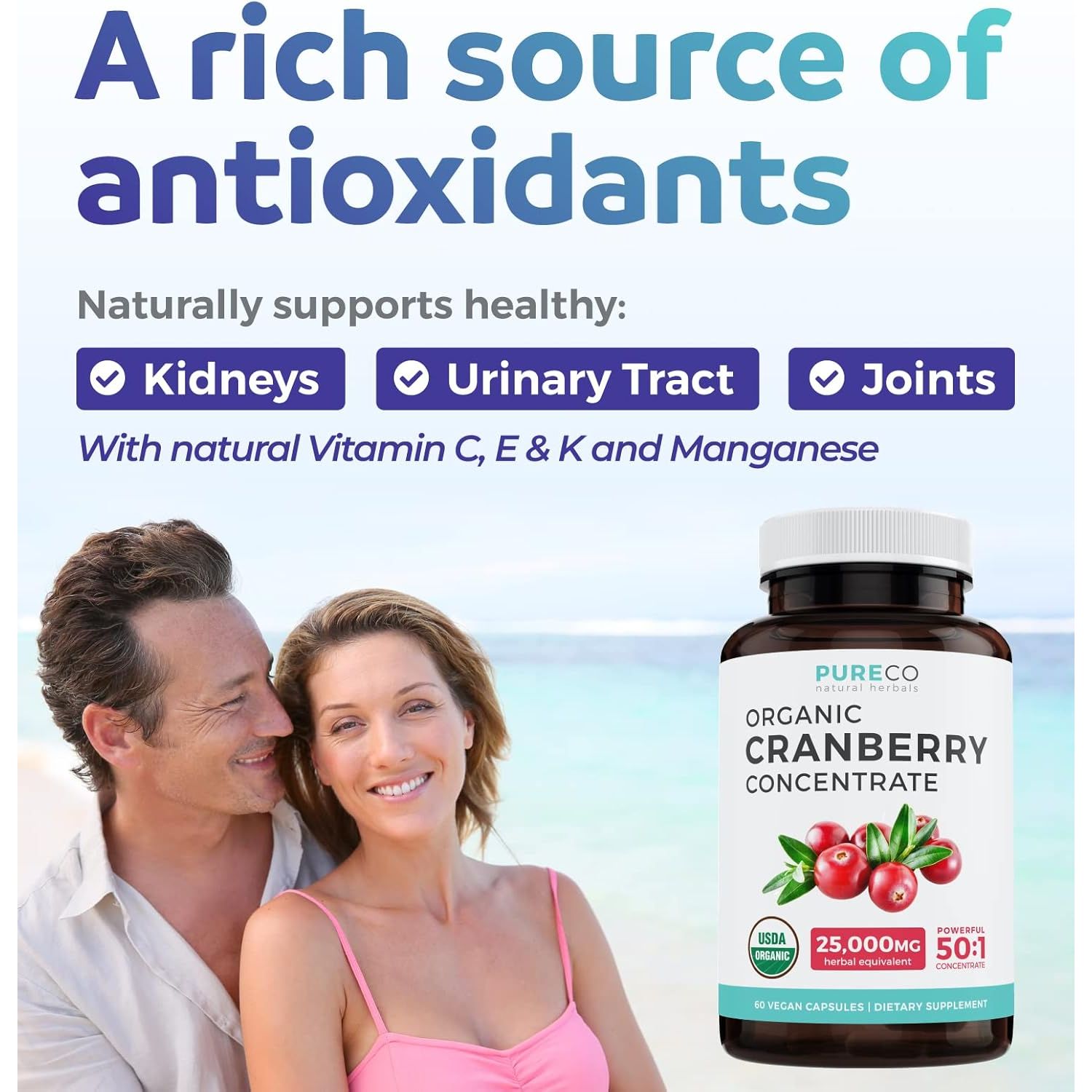 Buy now Organic Cranberry Pills - 50:1 Concentrate Equals 25,000mg of Fresh Cranberries (Vegan) for Urinary Tract Health & Kidney Cleanse - Cranberry Pills for Women - UTI Support Supplement - 60 Capsules at indiglob india