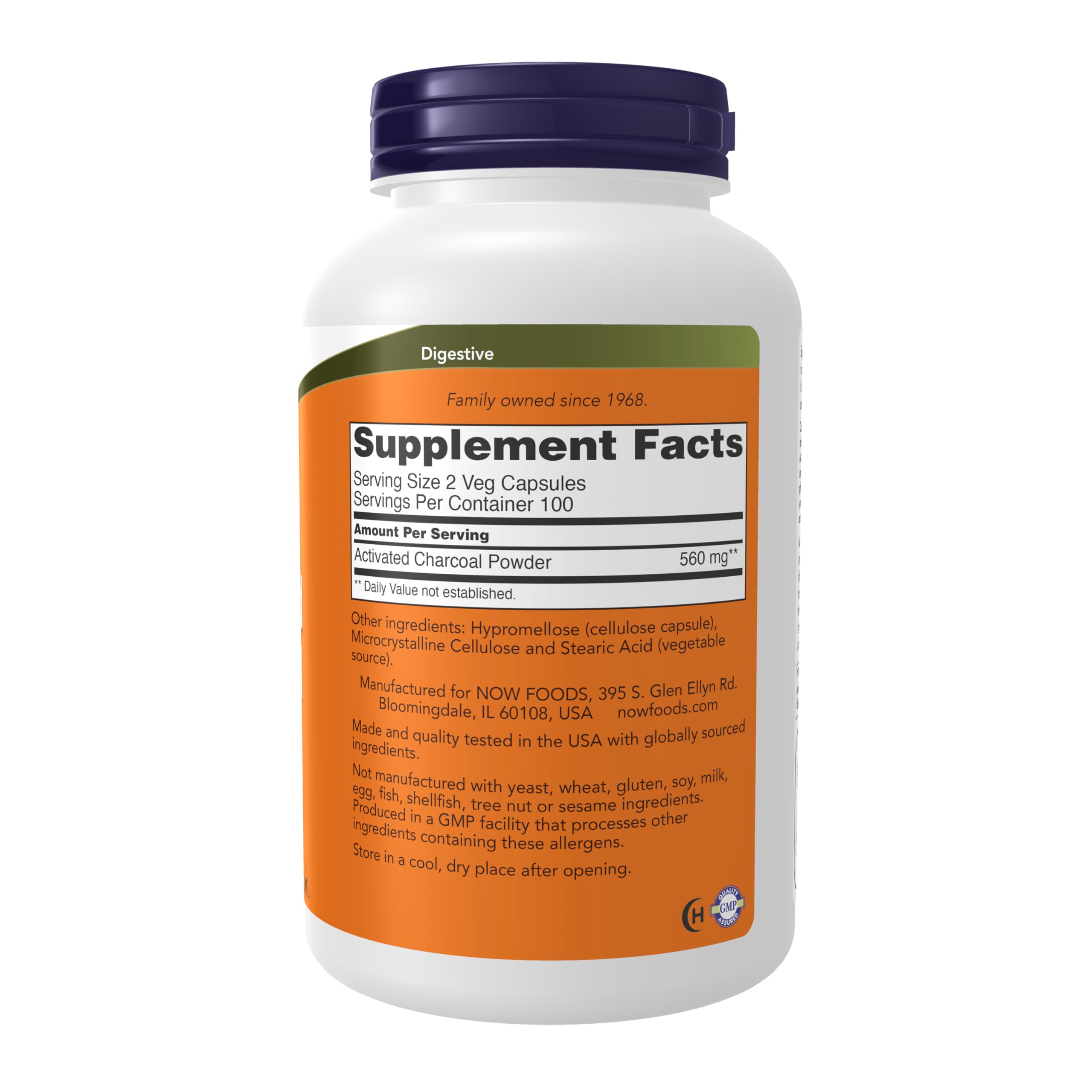 Buy now NOW Foods Supplements, Activated Charcoal Made from Coconut Shells, Non-GMO Project Verified, Detox Support*, 200 Veg Capsules at indiglob india