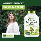 tnvitamins Citrus Bergamot 2000mg - 180 Capsules | Ultra Potent Citrus Bergamot Supplement 2000 mg Per 1 Capsule Serving | 6 Month Supply! | Non-GMO | Made in The USA!
