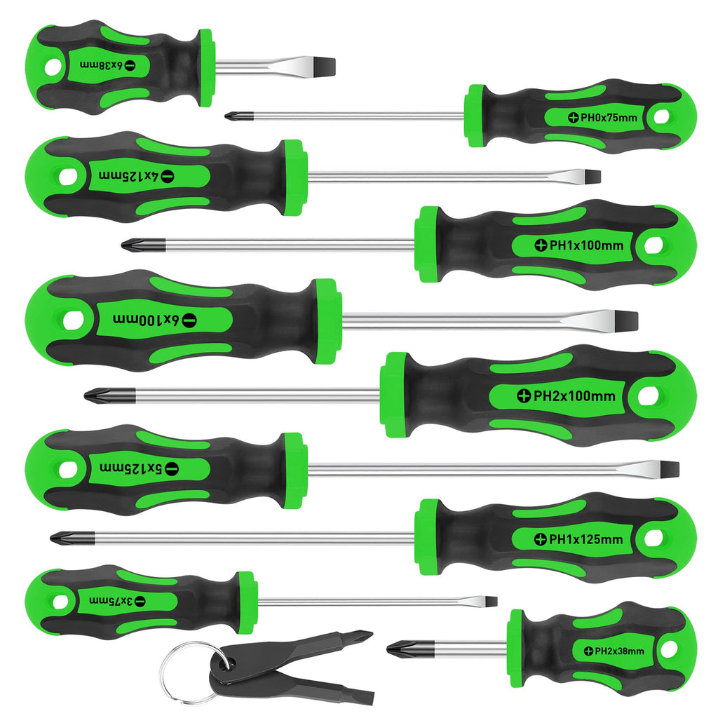 Buy now Amartisan 10-Piece Magnetic Screwdrivers Set, 5 Phillips and 5 Slotted Tips Professional Cushion Grip Screwdriver Set 10-Piece Screwdrivers Set (Green) at indiglob india