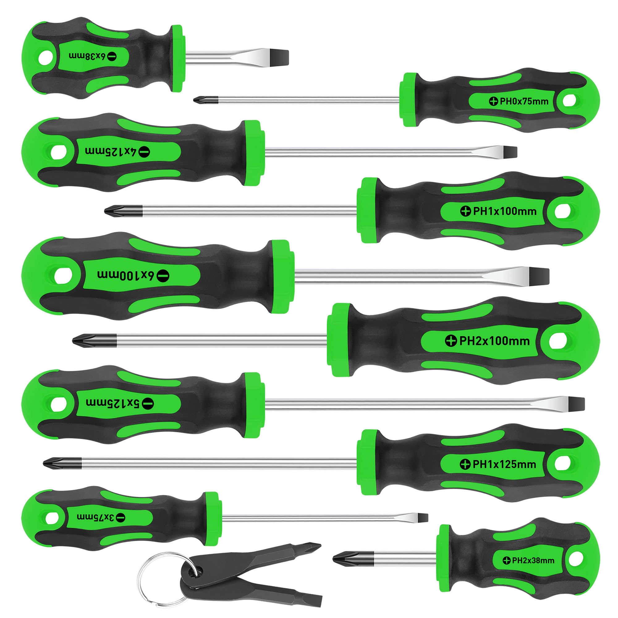 Buy now Amartisan 10-Piece Magnetic Screwdrivers Set, 5 Phillips and 5 Slotted Tips Professional Cushion Grip Screwdriver Set 10-Piece Screwdrivers Set (Green) at indiglob india