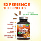 Organic Ceylon Cinnamon Capsules - Extra Strength Certified Organic Ceylon Cinnamon Supplement 1800mg Per Serving - Energy & Heart Support Antioxidant Pill for Women & Men, Bottled USA - 120 Capsules