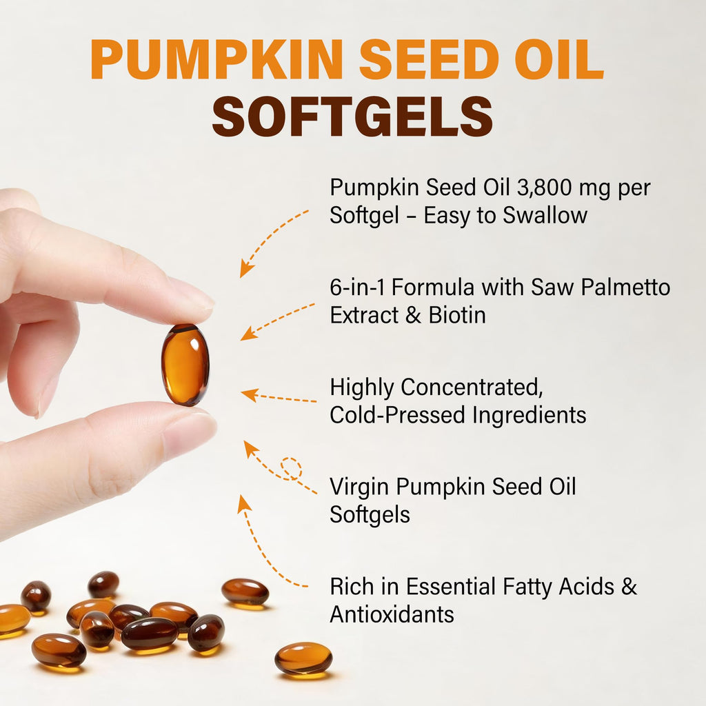 Pumpkin Seed Oil with Saw Palmetto & Biotin for Hair Growth, 240 Softgels