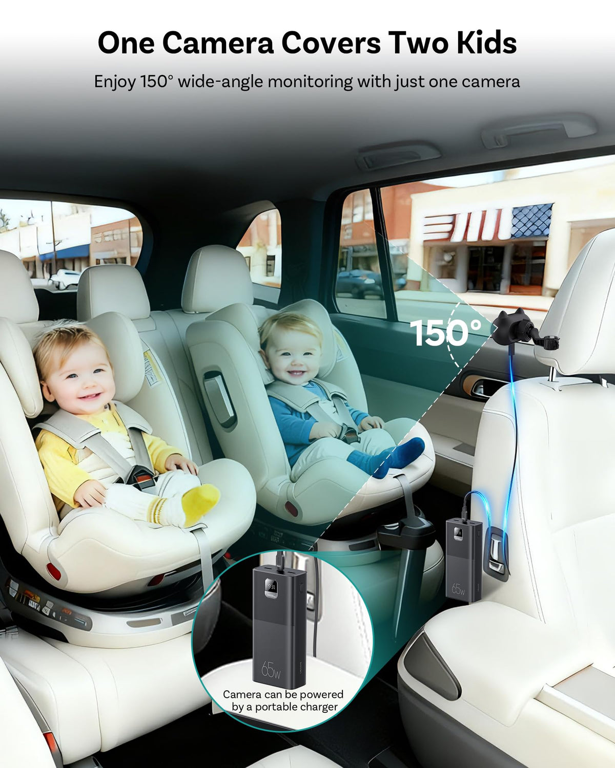 OTTOCAST Cabin Care Baby Camera for Car, 1080P Baby Car Camera with HD Night Vision, Wireless CarPlay Adapter, 150° Wide Angle, Real-Time Rear Seat Monitor