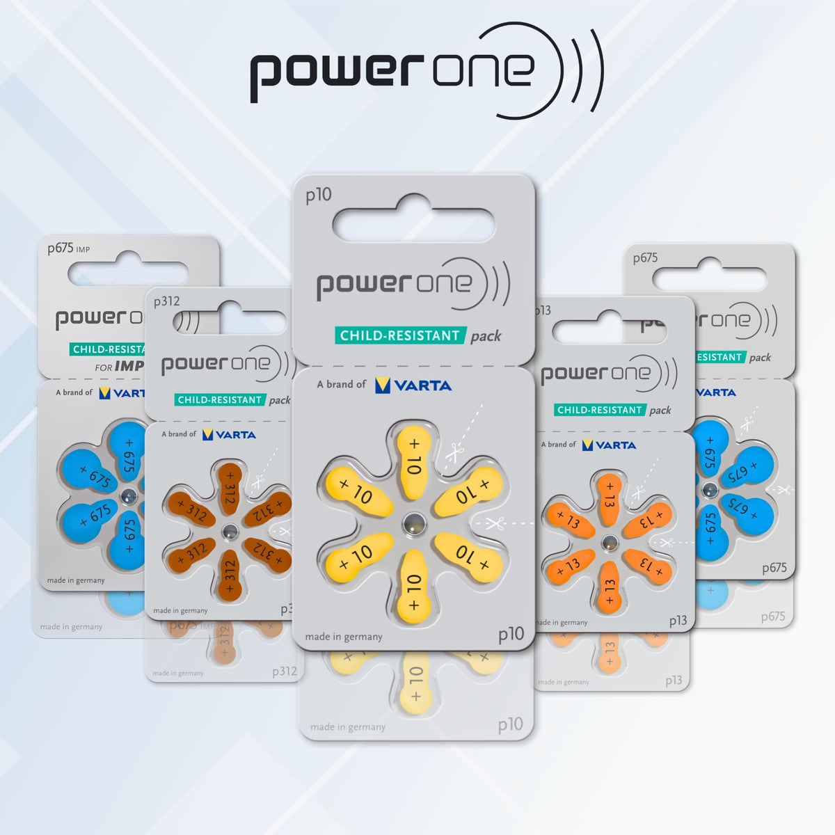 powerone Size 13 Hearing Aid Batteries Zinc Air P13 Pack of 60
