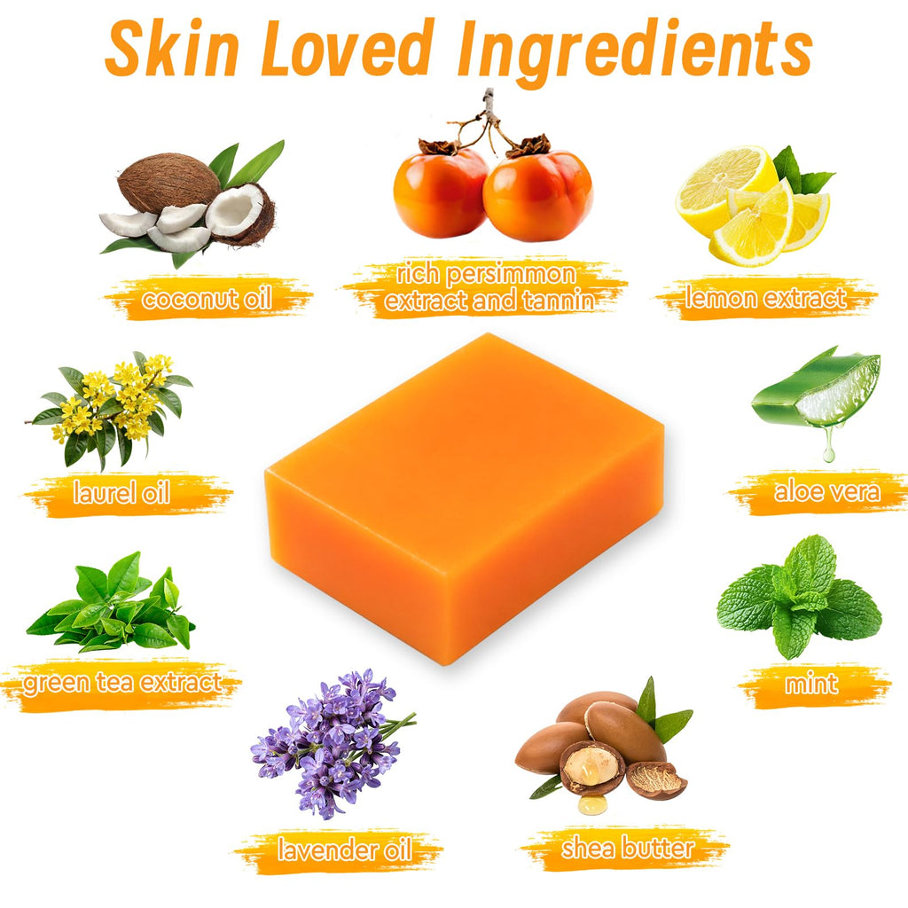 Persimmon Soap Bar for Old People Smell, with Green Tea Odor Eliminator