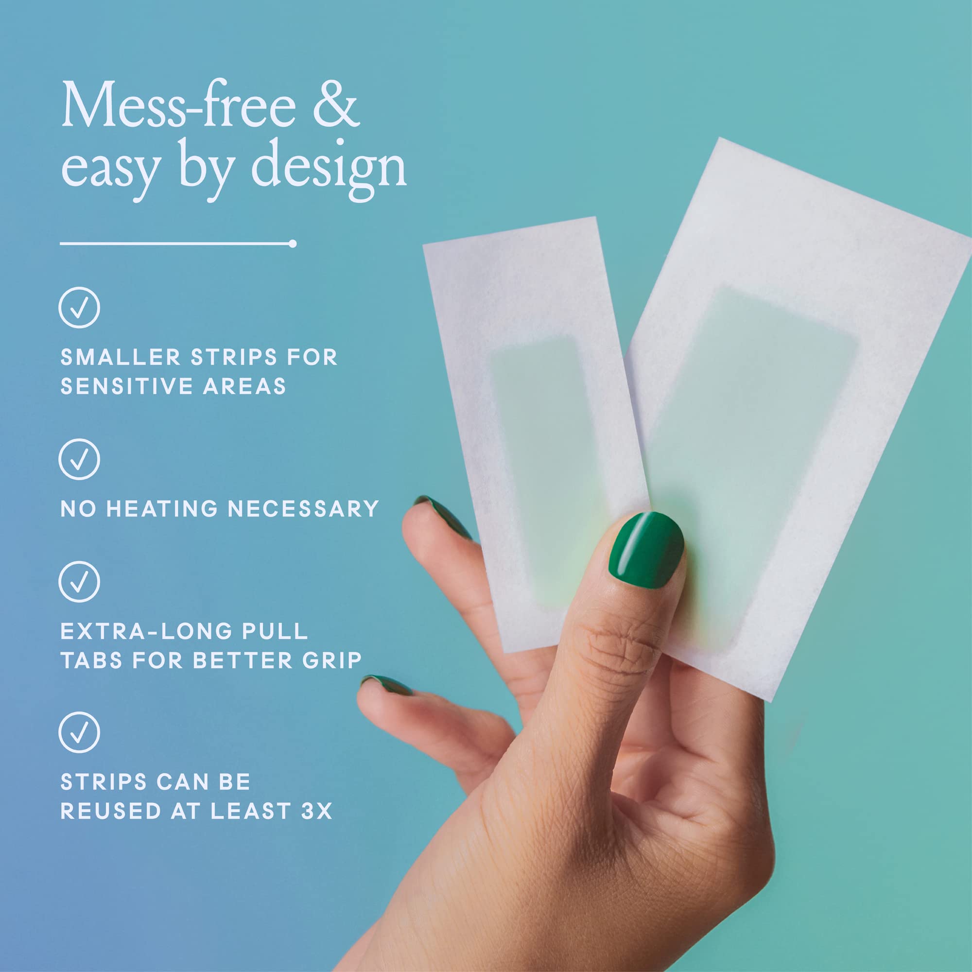 Billie Wax Kit - Face & Bikini - 32 wax strips - 6 post-wax serum wipes | Soft wax strips for hair removal, Lasts up to 4 weeks, No heat, Made with avocado oil, Includes post-removal wipes, Vegan