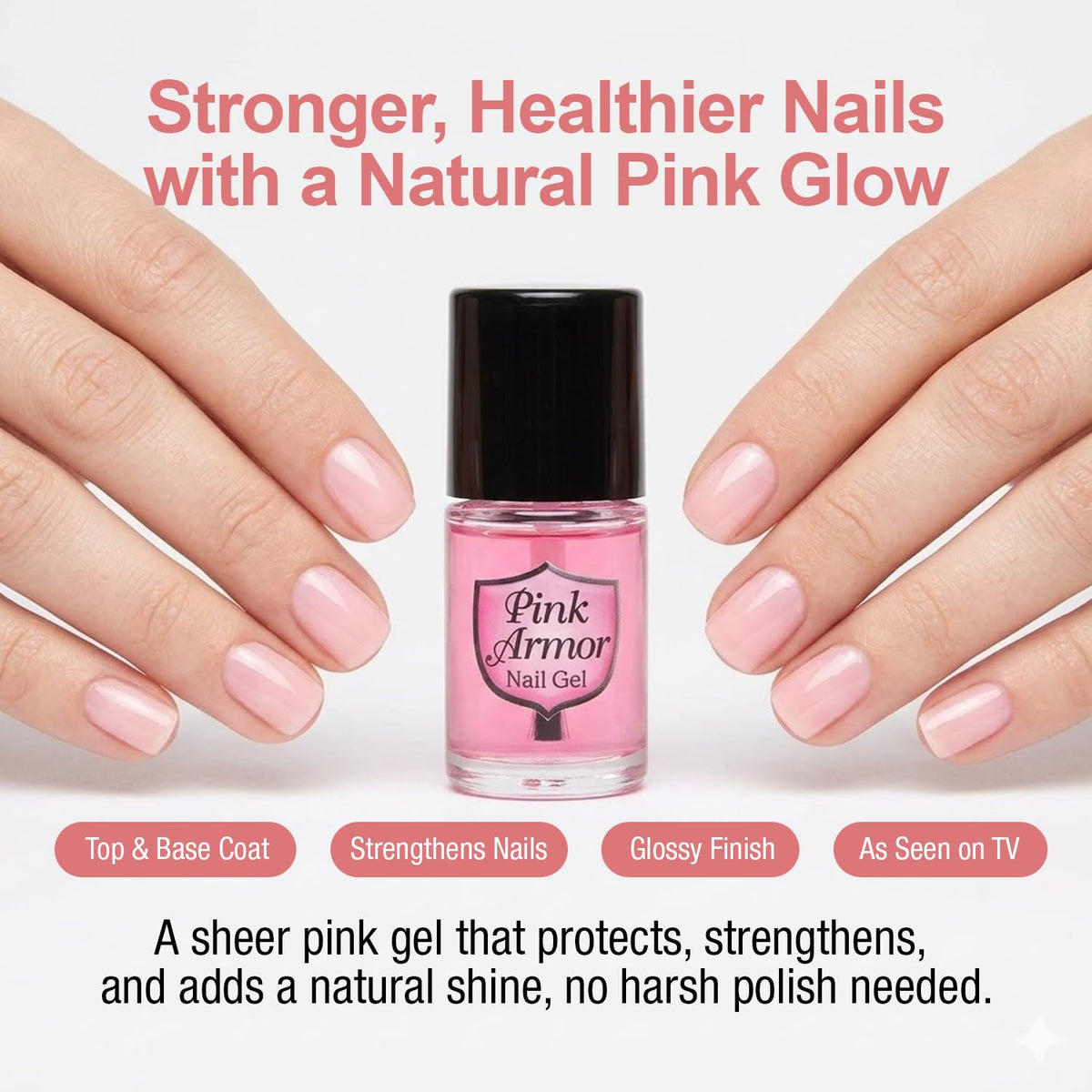 Ontel Armor Nail Gel, Pink, 0.45 Fl Oz, As Seen on TV