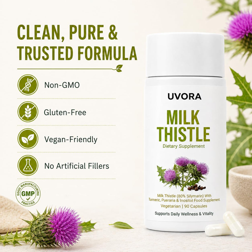 Uvora - Milk Thistle Liver Detox, Milk Thistle Supplement, 90 Caps