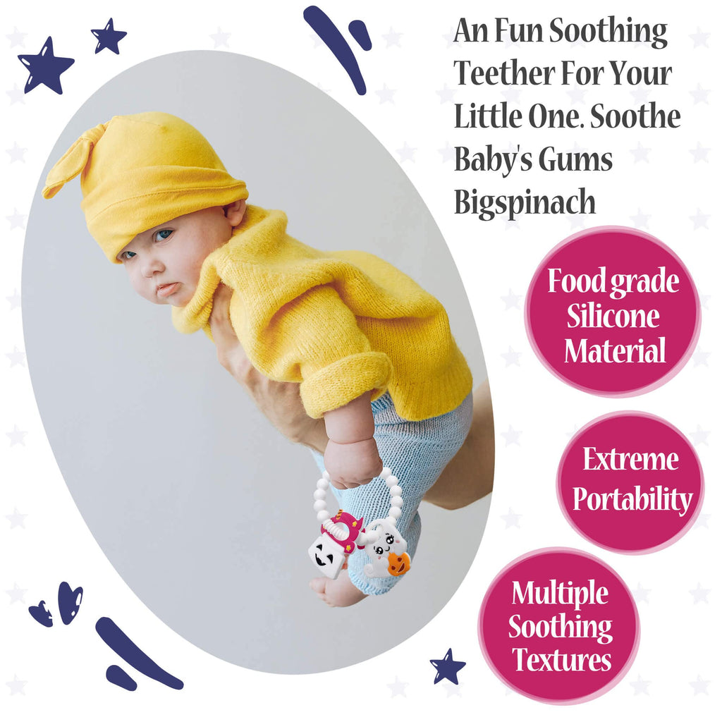 BIGSPINACH Halloween Baby Teether Toy, Ghost Silicone Teething Ring Gift