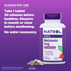 Natrol Melatonin 1 mg Fast Dissolve Tablets, Strawberry, 200 Count | Nighttime Sleep-Aid for Adults, 100% Drug-Free, Non-Habit Forming, For Occasional Sleeplessness, Supports Circadian Rhythm