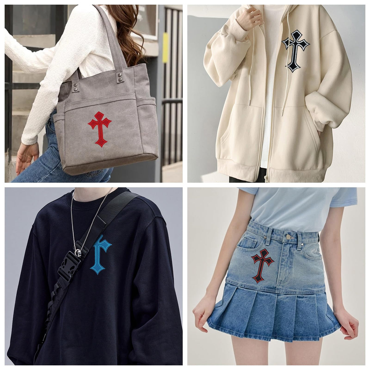26PCS Cross Iron-On Patches,Style Embroidered Applique for Jeans,Hats,Jackets,Backpacks,Vintage Cross Patches for DIY Clothing & Decorative Repair