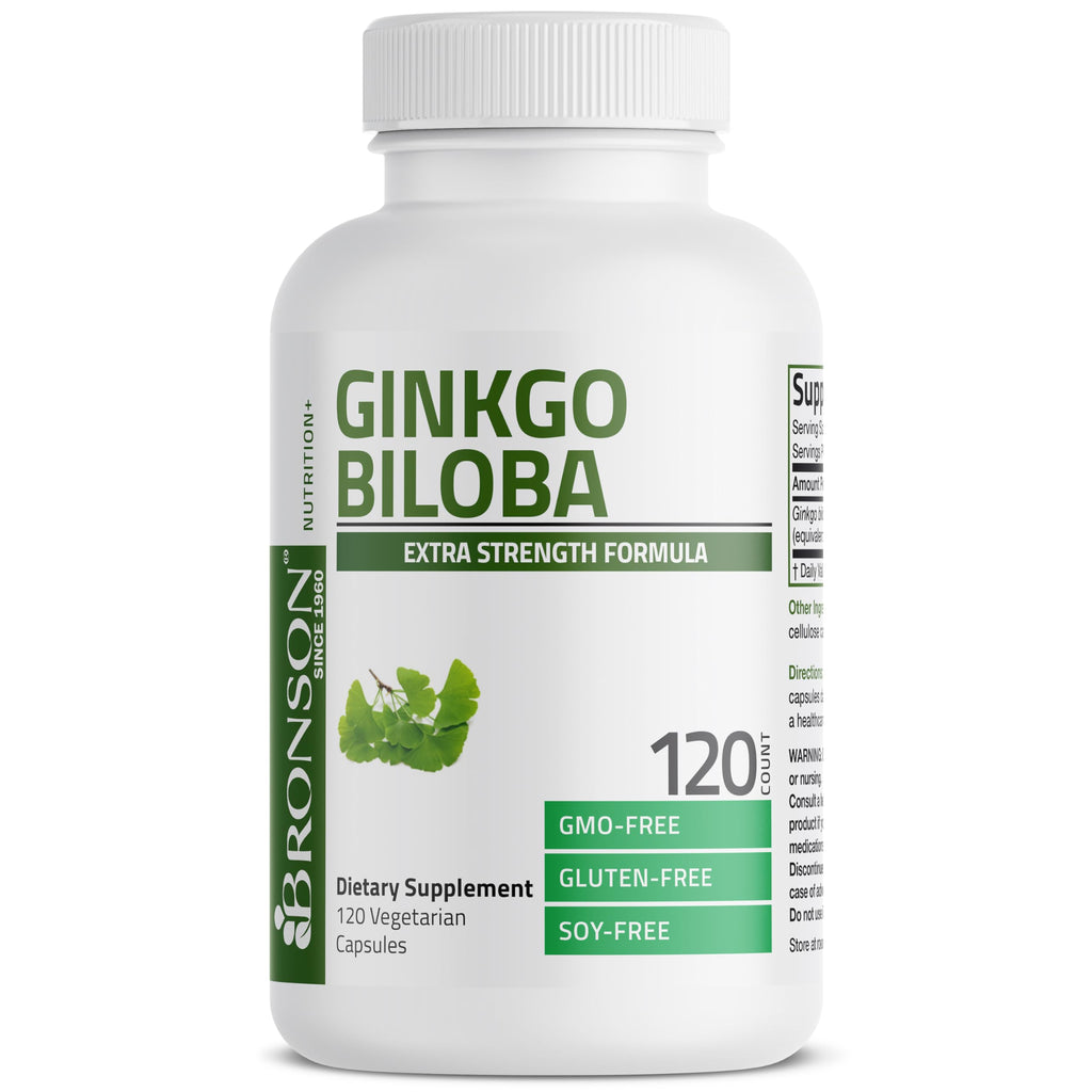 Bronson Ginkgo Biloba Extra Strength Brain & Memory Support 120 Capsules | Vegetarian, Non-GMO, Gluten Free, Soy Free, Memory, Cognitive & Brain Health Support