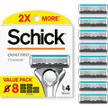 Schick Quattro Titanium 4-Blade Mens Razor Blades Refills, 8ct | Titanium-coated 4-blade razors for men, Smooth-gliding lubricating strip, Pivoting head contours face, Precision edging tool
