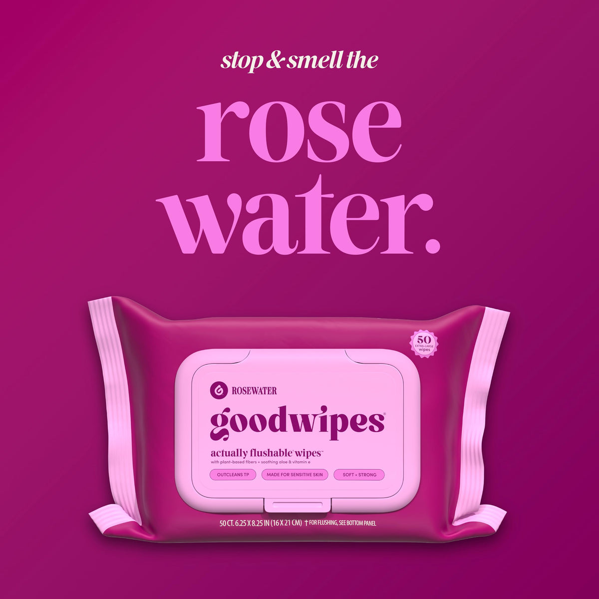 goodwipes Flushable Wipes - Rosewater, 153 Wipes (3 Pack + 3 Singles)