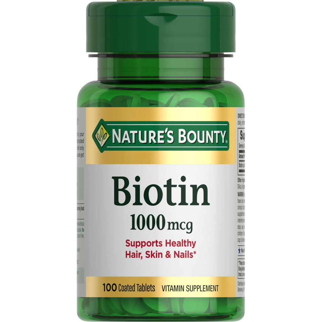 Nature's Bounty Biotin, 1000 mcg, 100 Tablets | Supports Metabolism for Energy and Healthy Hair, Skin, and Nails