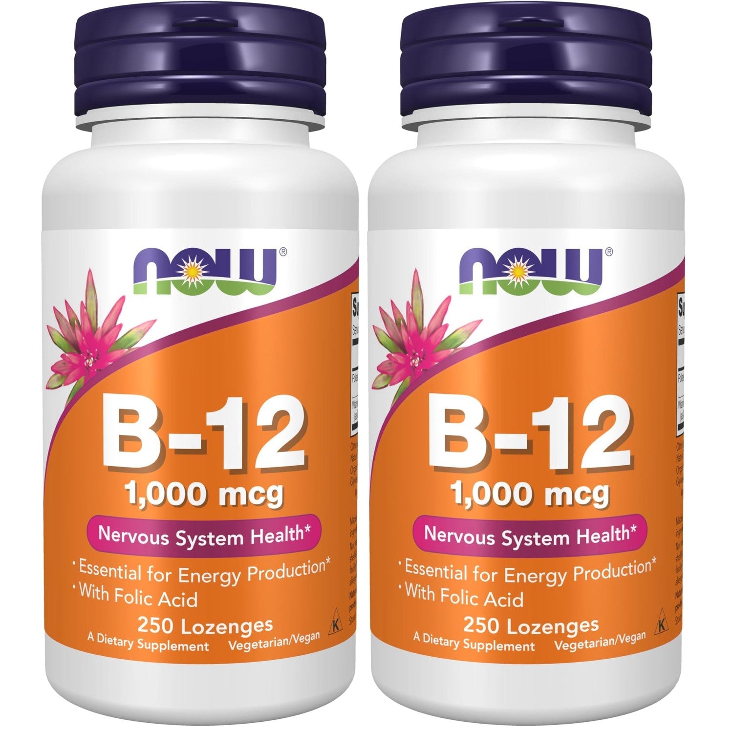 NOW Supplements, Vitamin B-12 1,000 mcg with Folic Acid, Nervous System Health*, 100 Chewable Lozenges