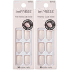 Kiss Impress No Glue Mani Press On Nails, Color, 'Point Pink', Pink, Short Size, Squoval Shape, Includes 30 Nails, Prep Pad, Instructions Sheet, 1 Manicure Stick, 1 Mini File