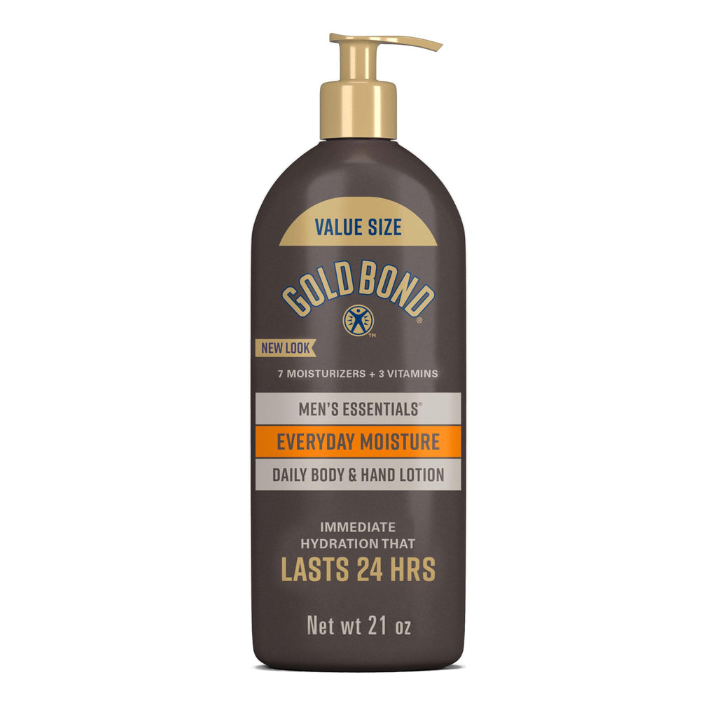 Gold Bond Men's Essentials Daily Body & Hand Lotion for Men, 24 oz | Everyday moisture with Vitamin C, hydrating lotion formulated for men's dry skin, value size, 24hr hydration