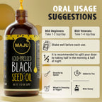 MAJU's Black Seed Oil 16oz: 2X Thymoquinone, Cold Pressed Turkish Black Cumin Nigella Sativa Seed Oil (Better Than Organic), Non-GMO, 100% Liquid Pure Blackseed, Glass Bottle