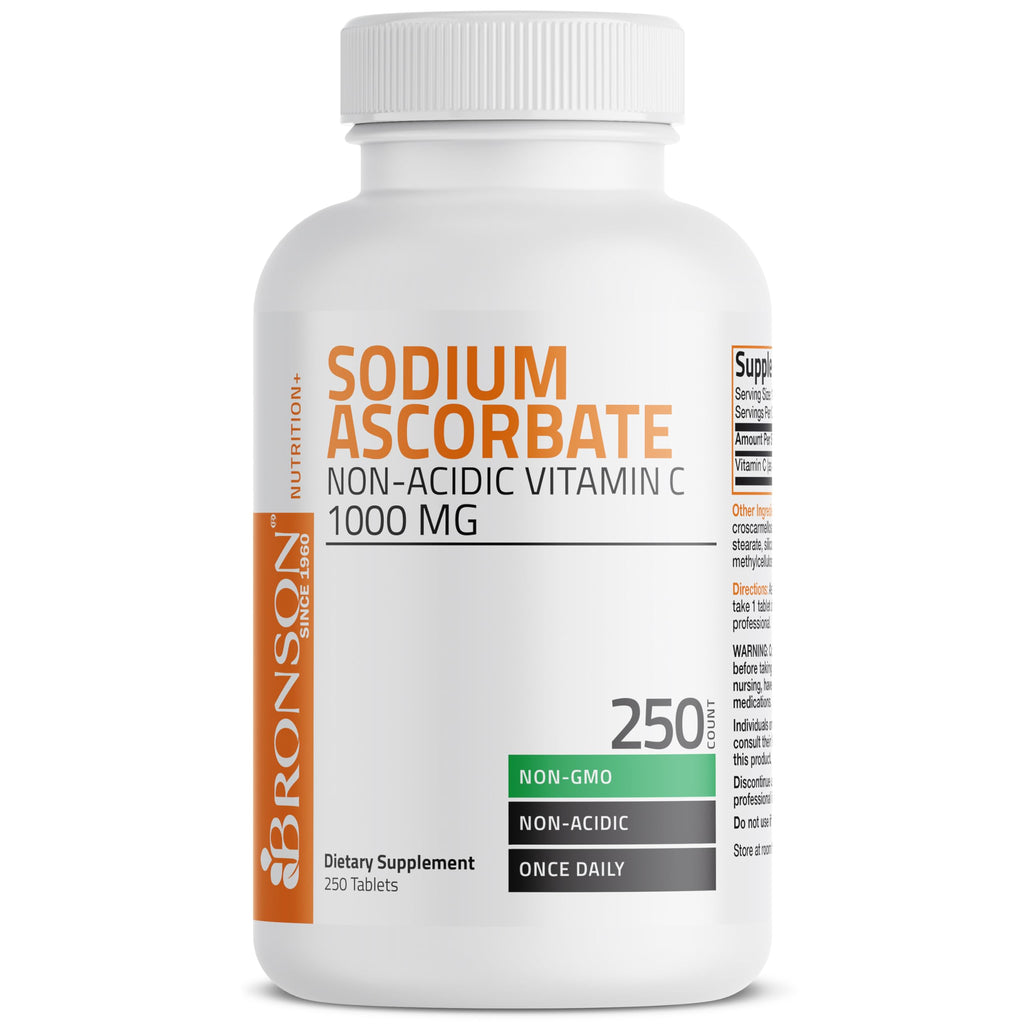 Bronson Non-Acidic Vitamin C 1000 mg as Sodium Ascorbate, 250 Tablets