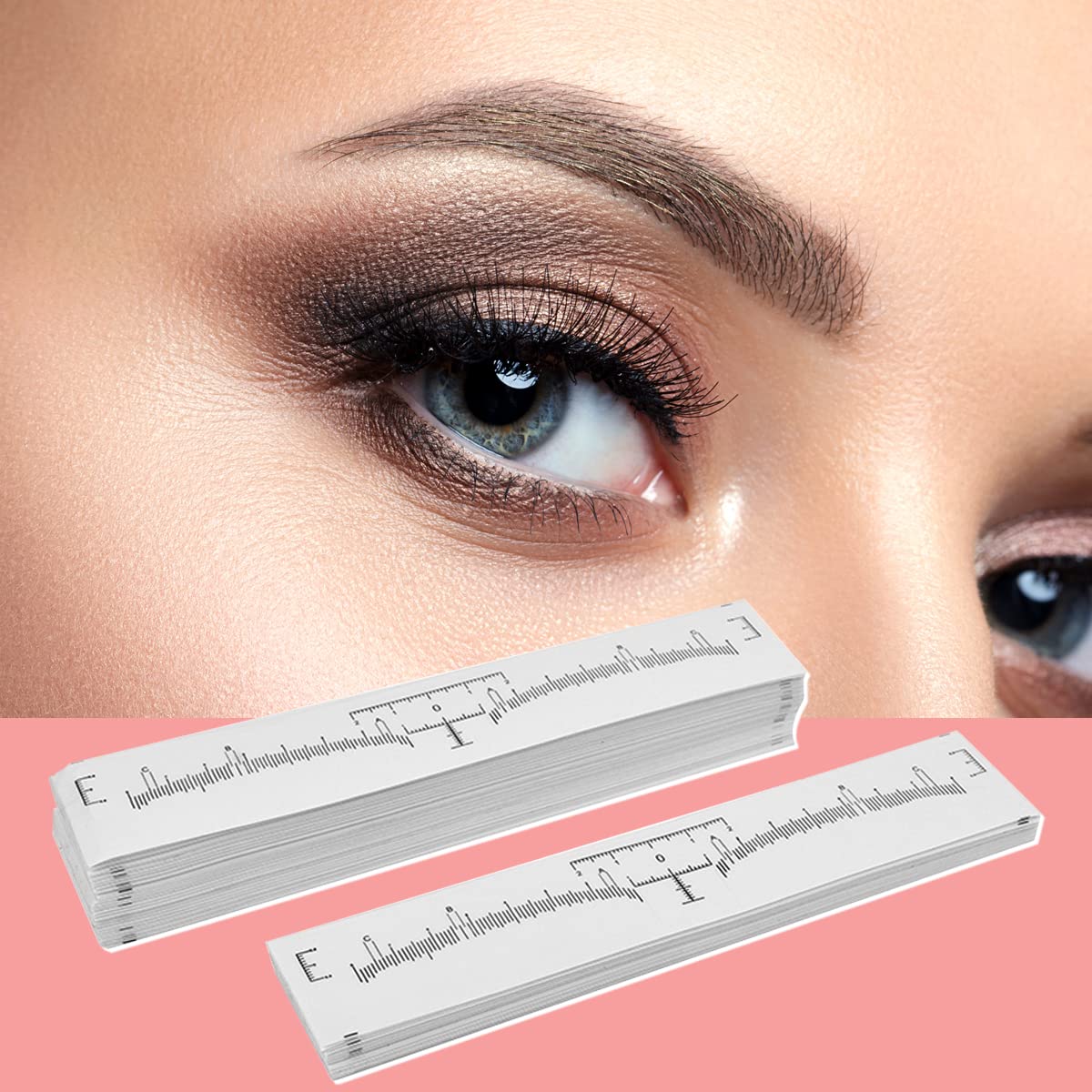 KINGMAS 100 Pack Eyebrow Ruler, Disposable Brow Ruler Microblading Stencil