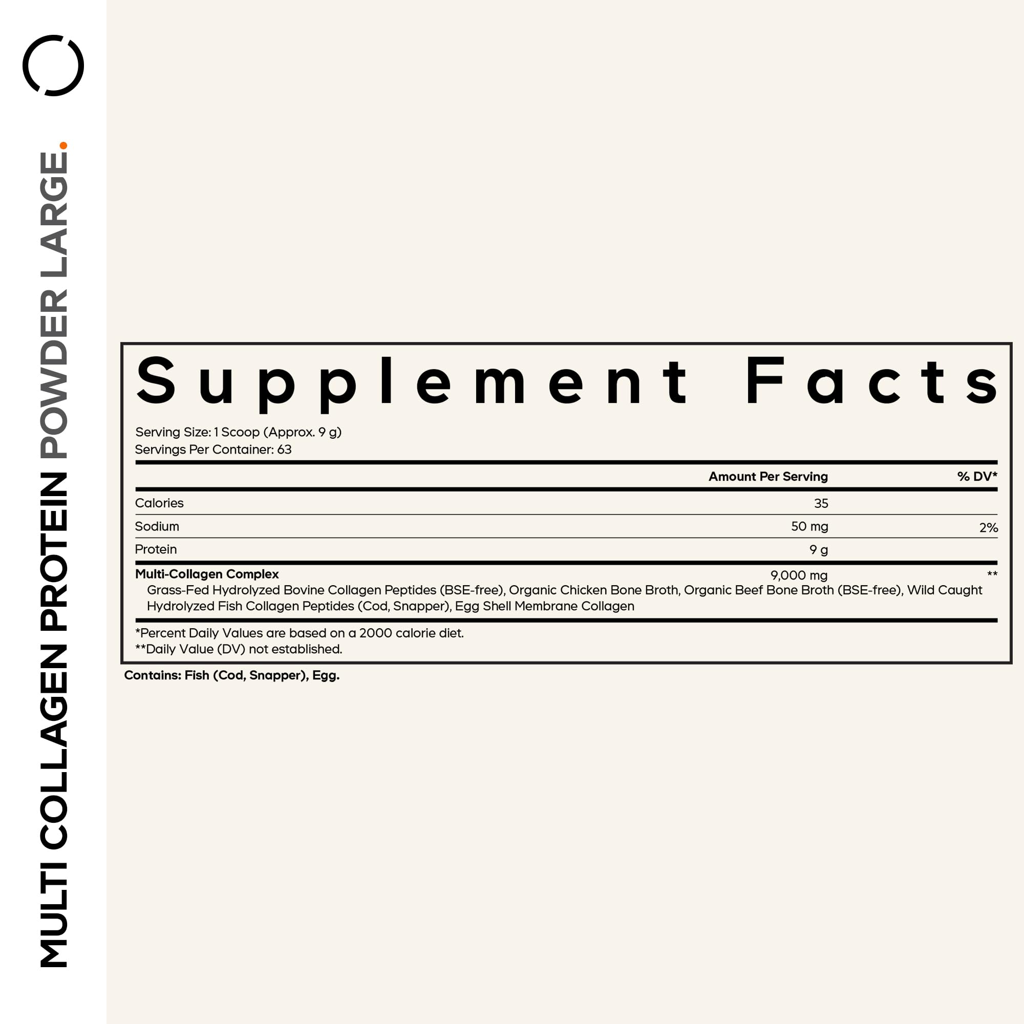 Codeage Multi Collagen Protein Powder Peptides, 5 Types, Unflavored, 20 Oz | NSF Certified - Five collagen types (I, II, III, V, X) from five food sources with bone broth. Unflavored powder. Non-GMO.