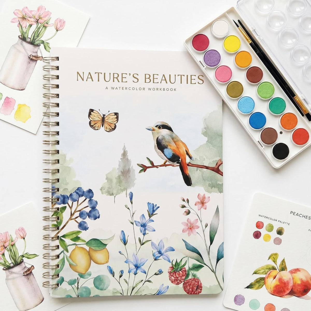 Beautiful Watercolor Paper Workbook Set for Beginners with Paint Included