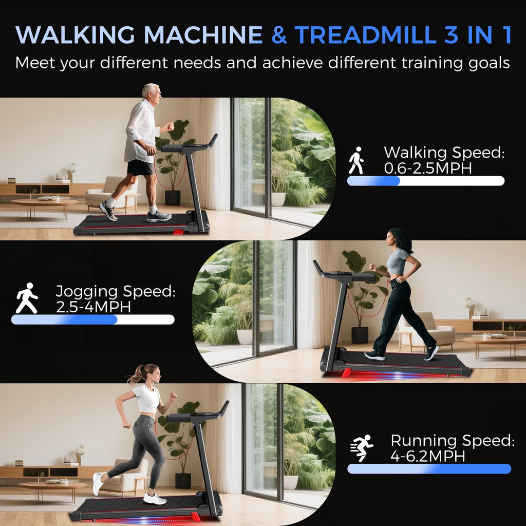 Treadmills for Home 3.0HP Foldable Treadmill with 12% Incline Small