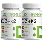 DEAL SUPPLEMENT 2 Pack Vitamin D3 5,000 IU + K2 MK7 Softgels, 500 Count | 2-in-1 Complex | Supports Heart, Bone, Teeth & Immune Health | Easy to Swallow