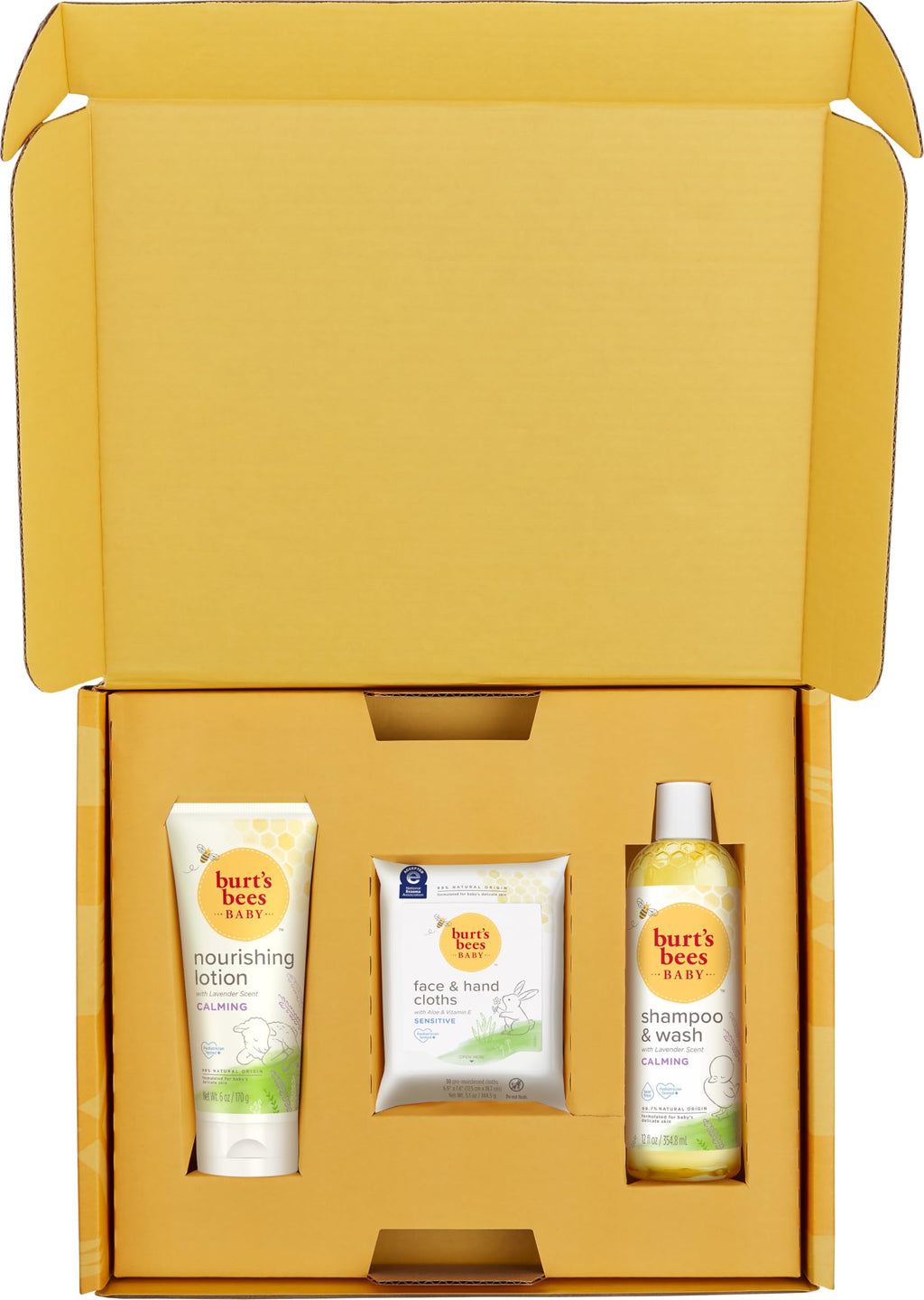 Buy now Burt's Bees Baby Gift Set for Baby Showers, Includes Baby Essentials, Shampoo and Wash with Lavender, Body Lotion, Wipes and Cloths, Naturally-Derived Origin Skincare, 3 Count at indiglob india