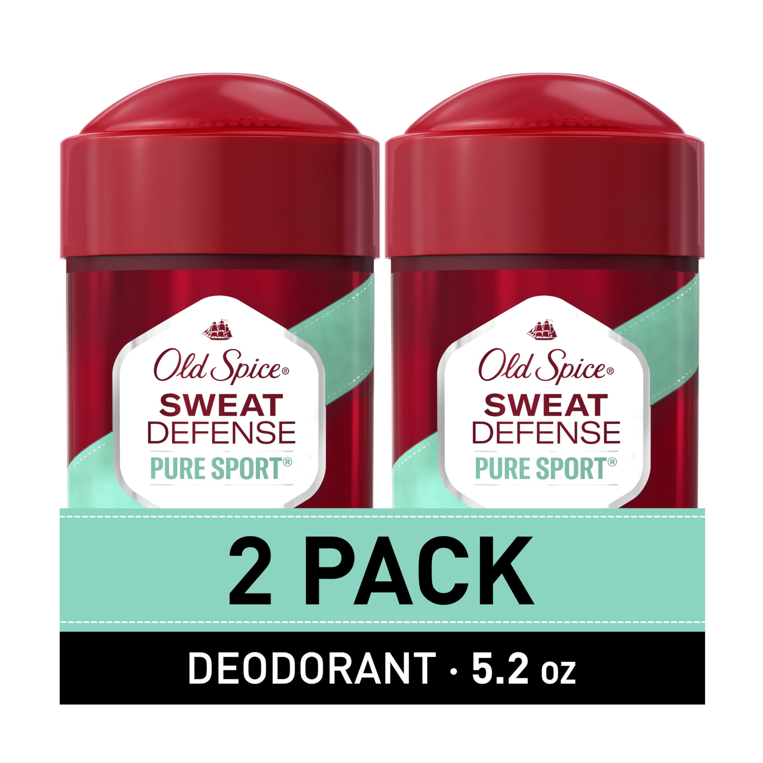 Old Spice Antiperspirant and Deodorant for Men, 24/7 Sweat and Odor Protection, Legendary Fragrance, Sweat Defense, Pure Sport Plus, 2.6 oz Twin Pack