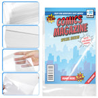 VOKOY 25 Sets Current Size Comic Book Bags and Boards, Reusable Transparent Comic Book Sleeves with Double-Sided White Cardboard Regular Comics Magazine Storage for Collector Small Business