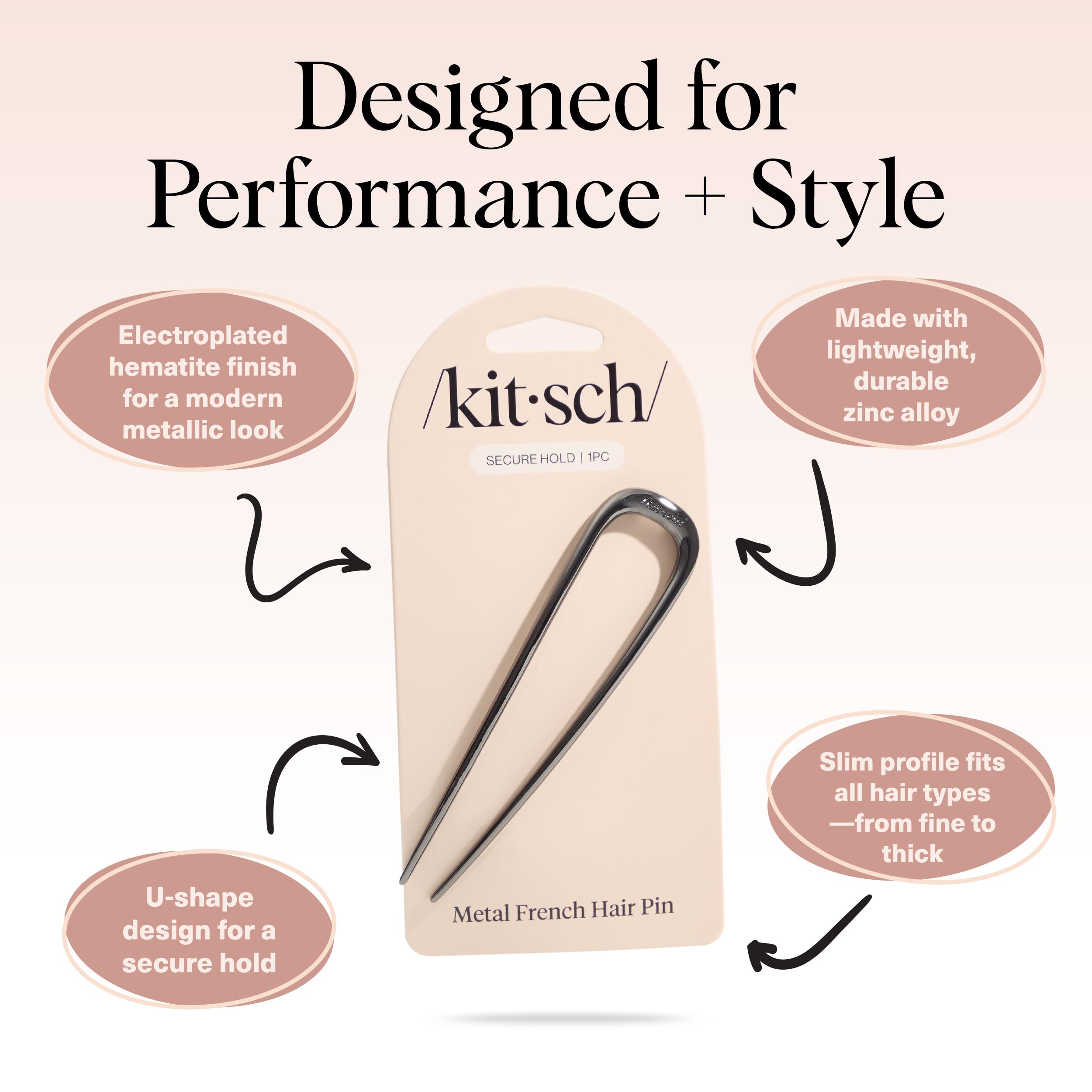 Buy now Kitsch French Hair Pins for Women â€“ Elegant & Durable Metal Hair Fork for Updos, Chignon, Bun & Twist Hairstyles, Secure Hold All Day, Comfortable Fit | Ideal Gifts for Women- Gold, 1pc at indiglob india