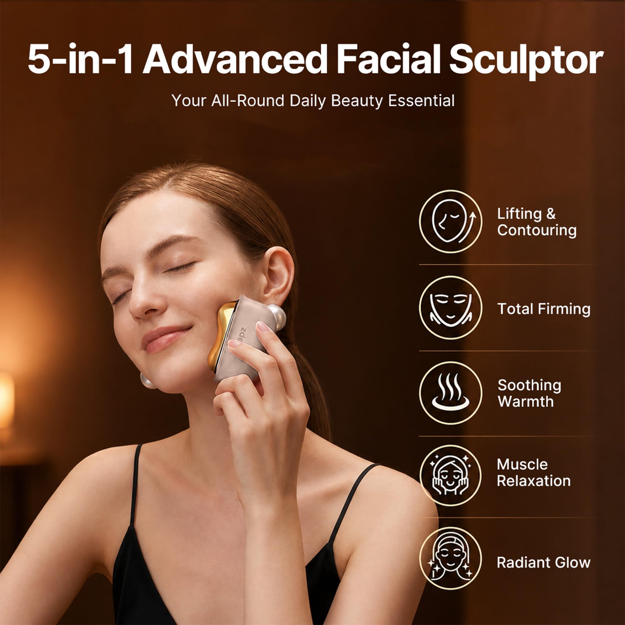 GS5 Electric Heated Gua Sha Kit, Red Light Face Massager Tool, Pink | Brass Beauty Device for Face & Neck Sculpting & Firming, 2 × 10ml Essential Oils, 3 Heat & Vibration Levels, Gift for Women