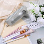 Premium imported Psyqtsuary small clear makeup bag in PU leather, perfect for organizing beauty essentials and brushes.