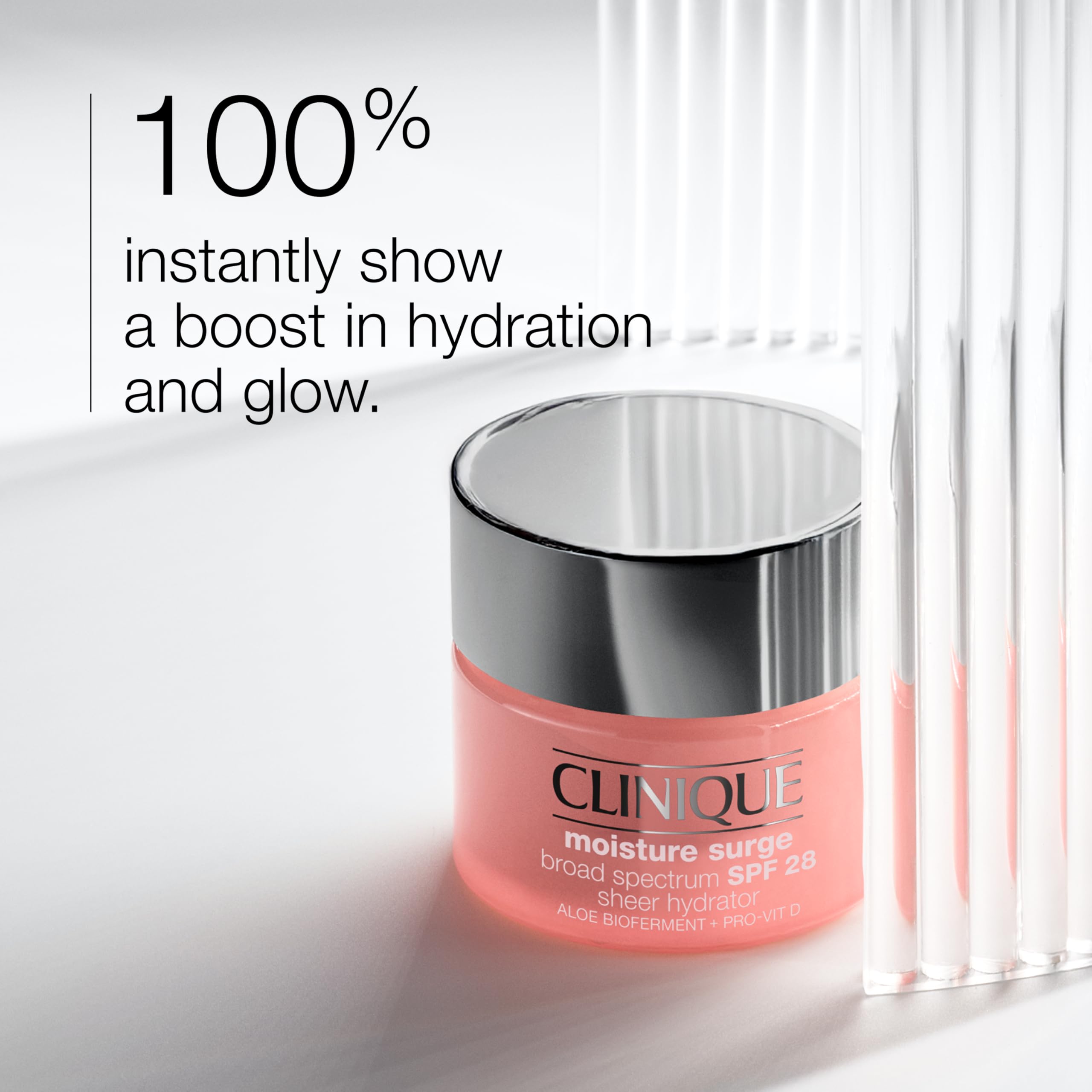 Clinique Moisture Surge Broad Spectrum SPF 28 Sheer Hydrator Face Moisturizer With SPF, Hyaluronic Acid, Aloe Bioferment + Provitamin D | Hydrating + Sun Protection