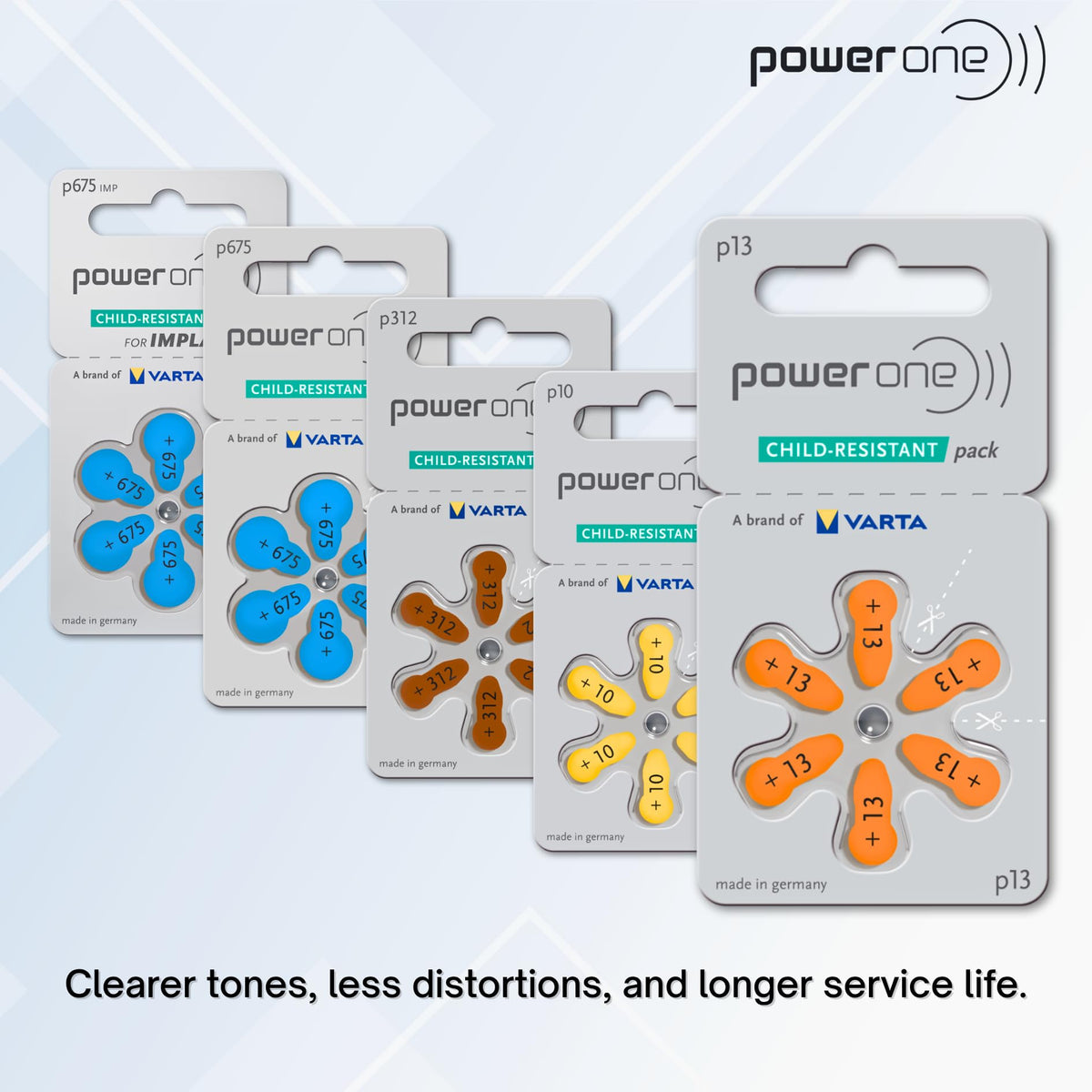 powerone Size 13 Hearing Aid Batteries Zinc Air P13 Pack of 60
