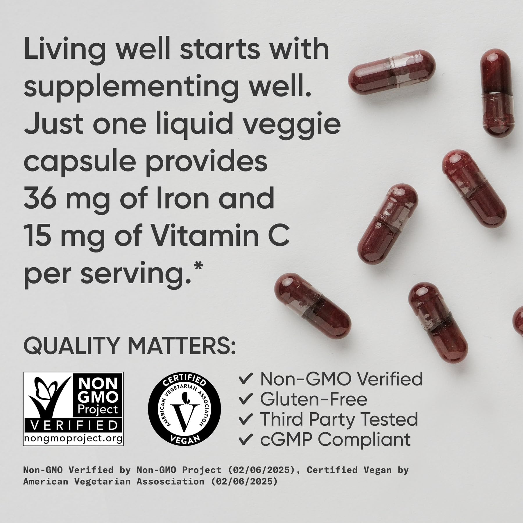 Sports Research® Blood Balance Iron Supplement 36mg, 90 Liquid Caps | 36mg Iron, Folate & Vitamin C for Absorption | Red Blood Cell Support for Women & Men | Vegan Certified, Non-GMO, Gluten-Free
