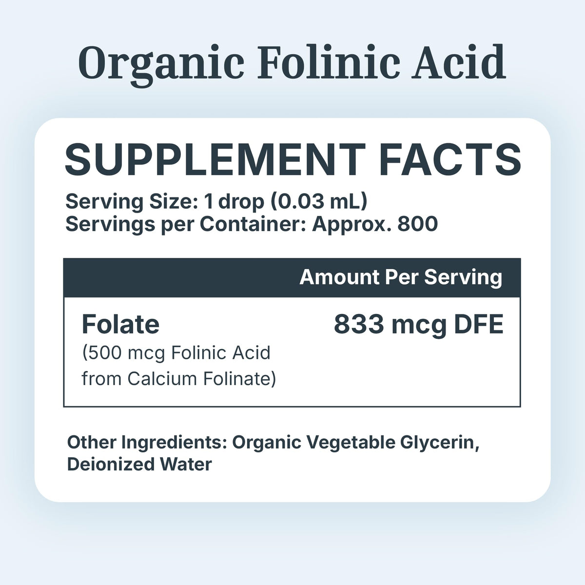 Dr. Green Mom Folinic Acid For Kids & Adults — High Dose — MTHFR-Friendly Folic Acid Alternative — Organic Liquid Drops — 500 mcg/Drop — Vitamin B9 for Methylation, Neurological & DNA Support, 1 fl oz