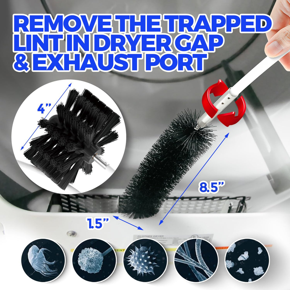 Holikme 50Ft Dryer Vent Cleaner Kit - Flexible Lint Brush for Deep Cleaning