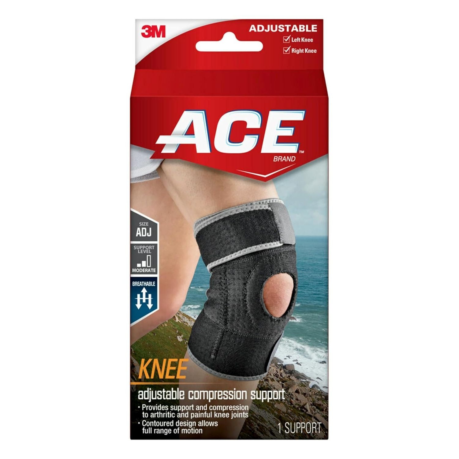 Buy now ACE Brand Adjustable Compression Knee Support, Moderate Support for Weak, Sore or Injured Joints, One Size Fits Most 1 Count (Pack of 1) Adjustable Knee Support at indiglob india