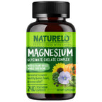 NATURELO Magnesium Glycinate Chelate Complex - 200 mg Magnesium, 120 Count | Support Sleep, Calm, Muscle Cramp & Stress Relief, Gluten Free, Non GMO, with Organic Vegetables