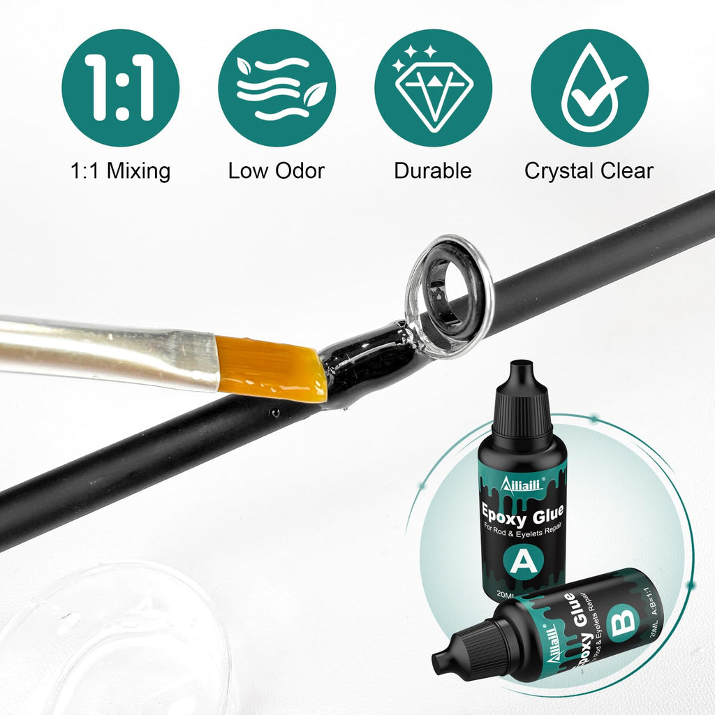 Fishing Rod Repair Kit - 3-in-1 Fishing Pole Complete Supplies Kit