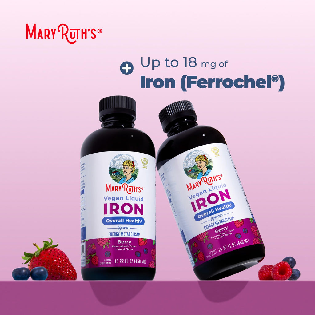MaryRuth's Liquid Iron Supplement for Women Men & Kids, 15.22 Fl Oz, Vegan | Red Blood Cell Formation, Oxygen Support, Energy Metabolism, Ages 4 & Up, Sugar Free